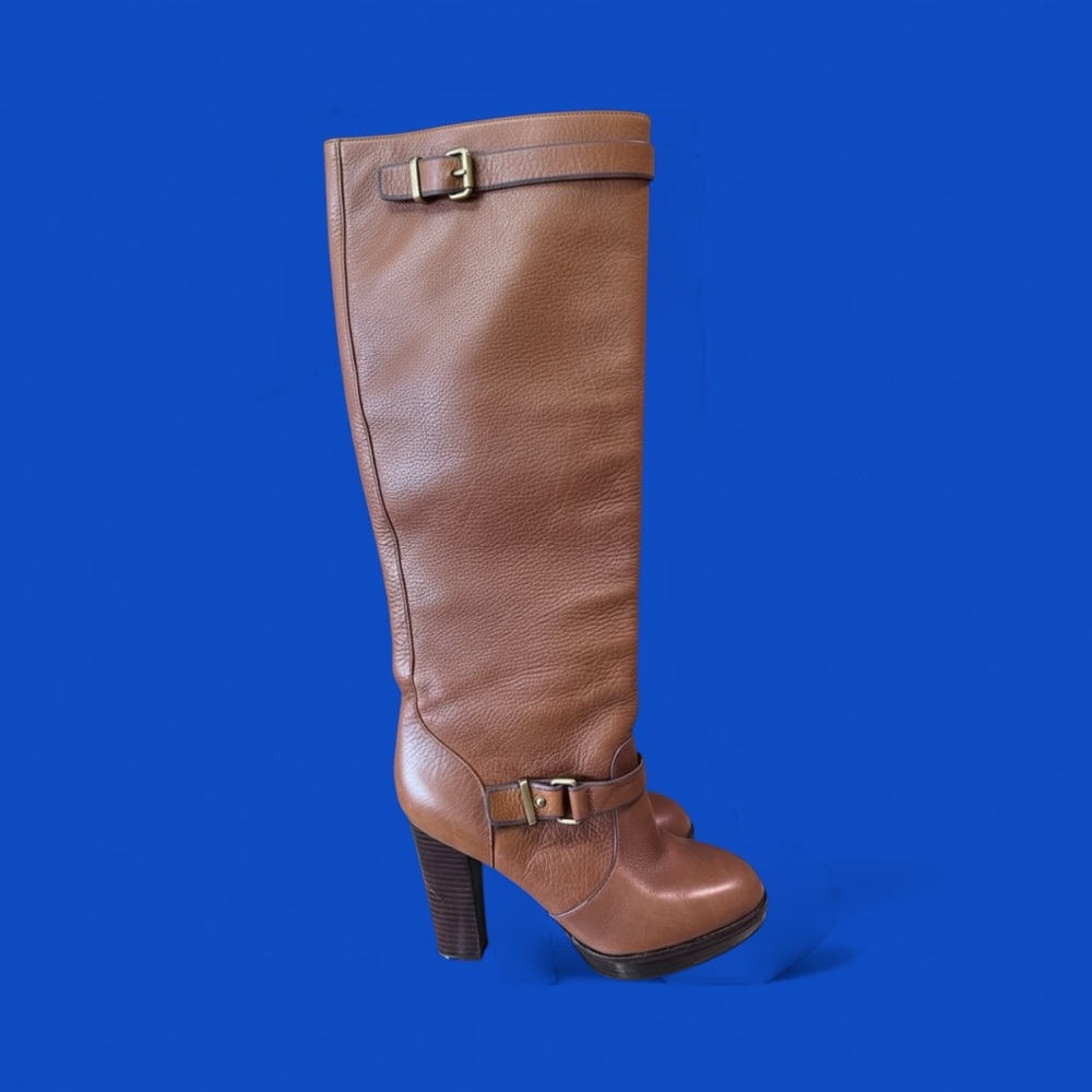 Coach Leather Heeled Boots with Buckle 8